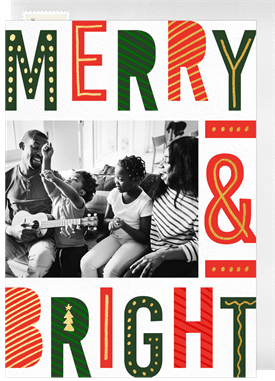 'Merry & Bright Type' Christmas Greetings Card