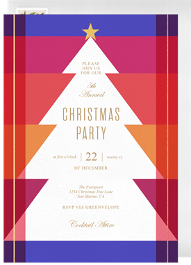 'Festive Geometric Tree' Christmas Party Invitation