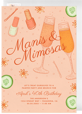 'Manis & Mimosas' Adult Birthday Invitation
