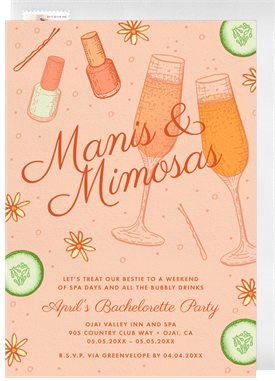 'Manis & Mimosas' Bachelorette Party Invitation