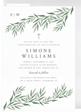 'Wispy Weeping Willow' Confirmation Invitation