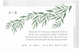 'Wispy Weeping Willow' Wedding Thank You Note