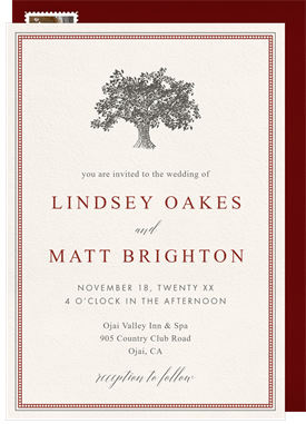 'Classic Oak Tree' Wedding Invitation