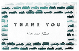 'Vintage Cars' Baby Shower Thank You Note