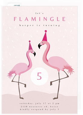 'Flamingle' Kids Birthday Invitation