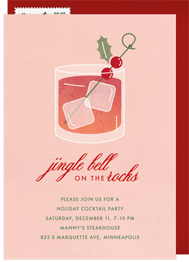 'Jingle Bell on the Rocks' Holiday Party Invitation