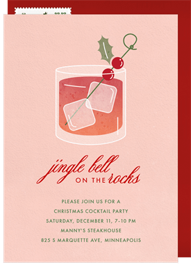 'Jingle Bell on the Rocks' Christmas Party Invitation