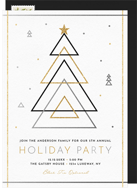 'Triangular Evergreens' Christmas Party Invitation