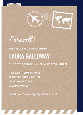 'Airmail' Going Away Party Invitation