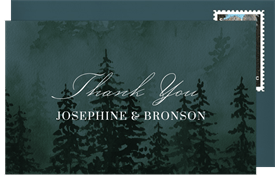 'Jewel Tone Forest' Wedding Thank You Note