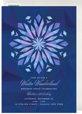 'Prismatic Snowflake' Kids Birthday Invitation