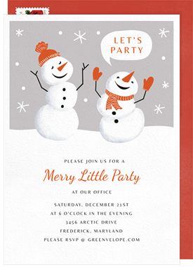 'Dancing Snowmen' Business Holiday Party Invitation