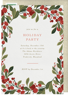 'Wintry Botanical Frame' Holiday Party Invitation