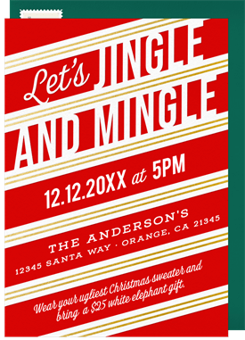 'Classic Candy Cane Stripes' Holiday Party Invitation
