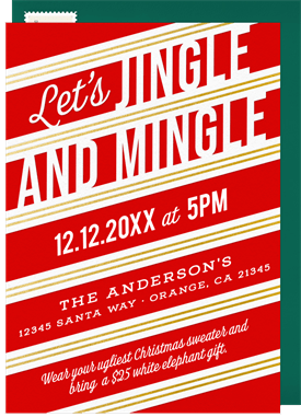 'Classic Candy Cane Stripes' Christmas Party Invitation