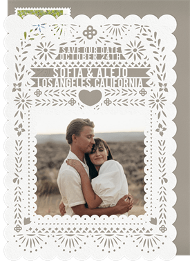 'Papel Picado Neutrals' Wedding Save the Date