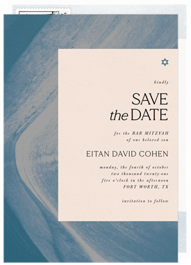 'Painterly Sweep' Bar Mitzvah Save the Date