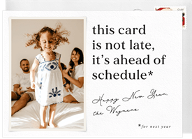 'Ahead Of Schedule' New Year's Greeting Card