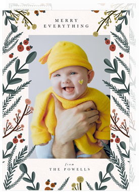 'Cute Winter Botanicals' Holiday Greetings Card