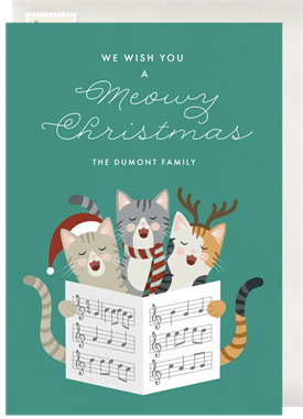 'Caroling Cats' Christmas Greetings Card