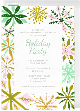 'Charming Painted Snowflakes' Business Holiday Party Invitation