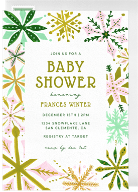 'Charming Painted Snowflakes' Baby Shower Invitation