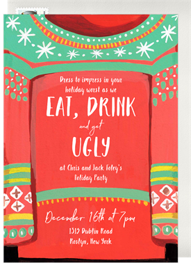 'Let's Get Ugly' Christmas Party Invitation