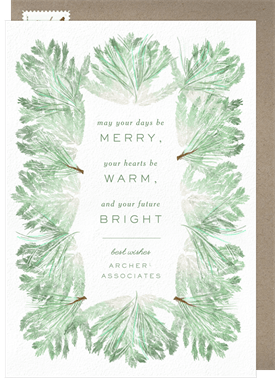 'Lush Evergreen Boughs' Business Holiday Greetings Card