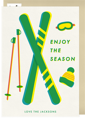 'Retro Ski Season' Holiday Greetings Card