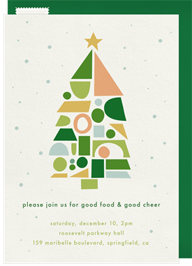 'Paper Cut Tree' Holiday Party Invitation