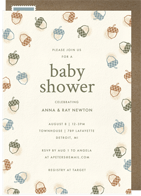 'Stamped Acorns' Baby Shower Invitation