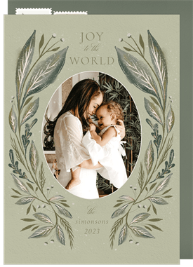 'Lovely Greenery Wreath' Holiday Greetings Card