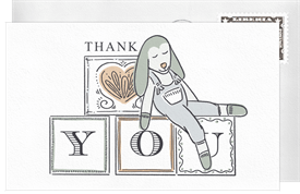 'Vintage Bunny' Baby Shower Thank You Note