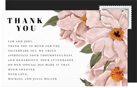 'Bold Peonies' Wedding Thank You Note