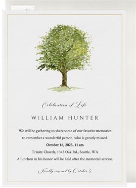 'Watercolor Tree Of Life' Memorial Card