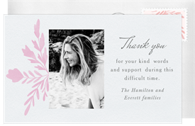 'Monochrome Floral Frame' Memorial Thank You Note