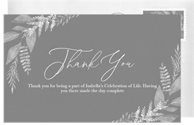 'Watercolor Vines' Memorial Thank You Note