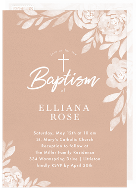 'Enchanted Roses' Baptism Invitation