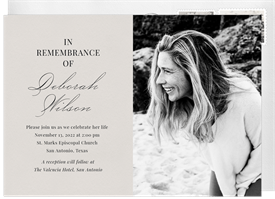 'Remembrance' Memorial Invitation
