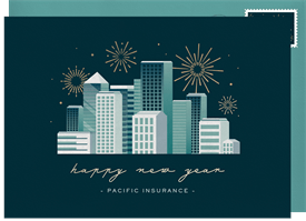'City Fireworks' Business New Year's Greeting Card