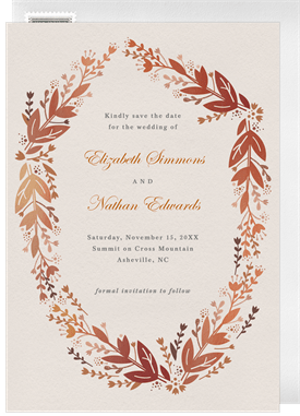 'Hand Drawn Wreath' Wedding Save the Date