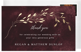 'Romantic Vine' Wedding Thank You Note