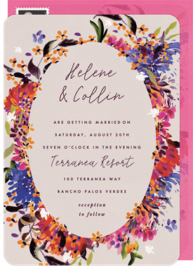 'Abstract Floral Oval' Wedding Invitation