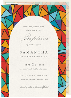 'Stained Glass Window' Baptism Invitation