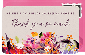 'Abstract Floral Oval' Wedding Thank You Note