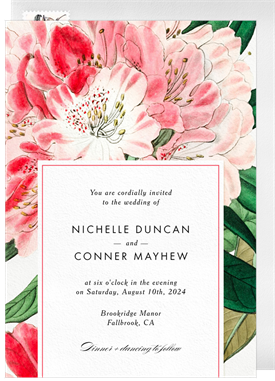 'Bold Rhododendrons' Wedding Invitation
