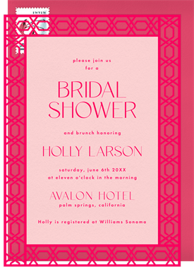 'Mid Century Border' Bridal Shower Invitation