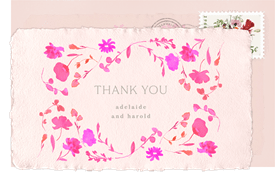 'Delicate Florals' Wedding Thank You Note