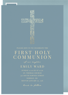 'Stippled Cross' First Communion Invitation