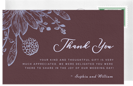 'Gilded Blooms' Wedding Thank You Note